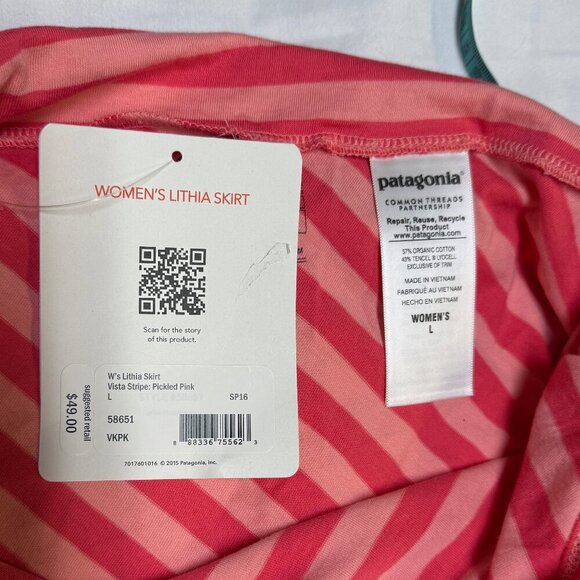 Patagonia Lithia Skirt – Vista Stripe Pickled Pink – Size L - New With Tags - Picture 4 of 9